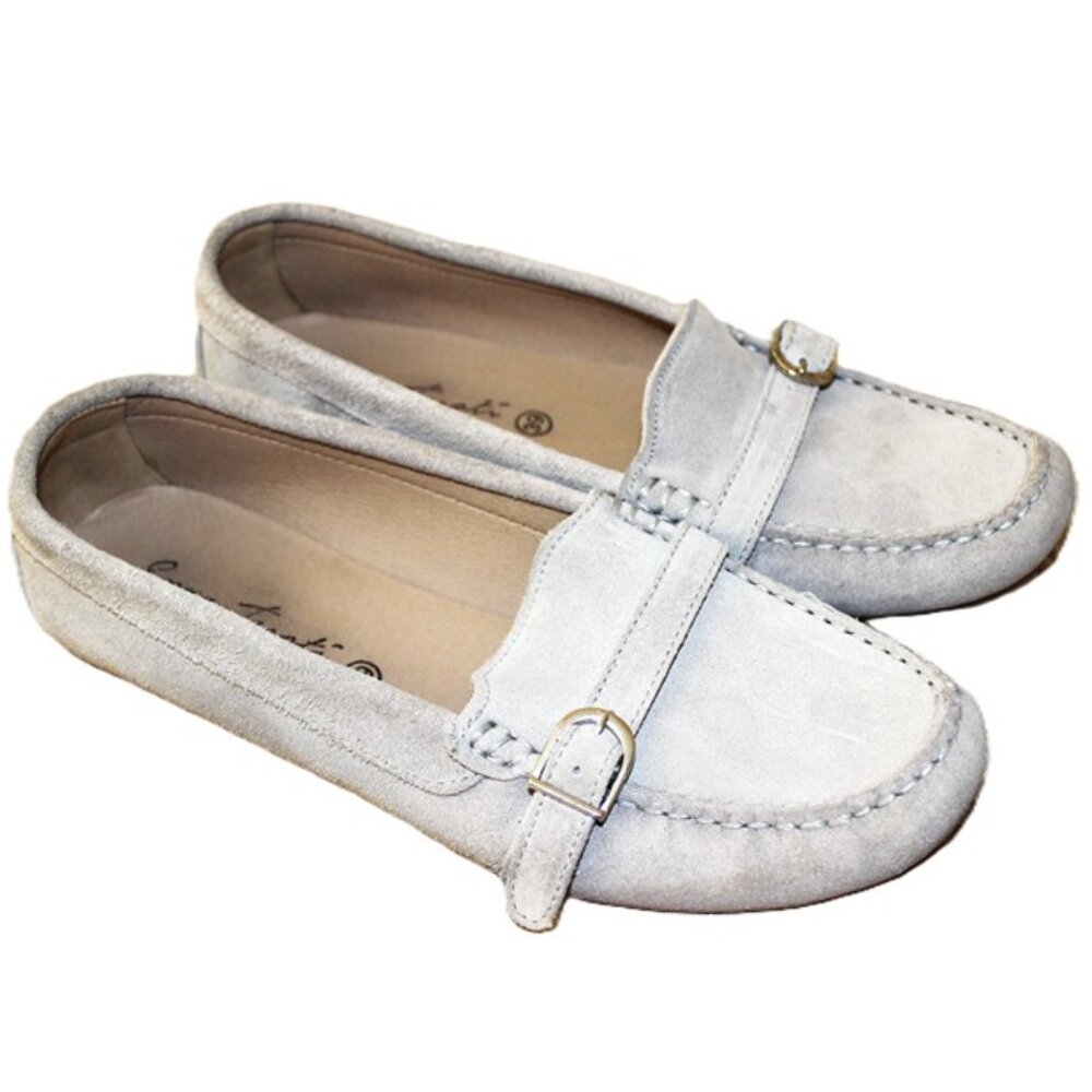ENZO TESOTI Genuine Suede Leather Loafers in Grey, Made in Spain - Size 39 (8.5)